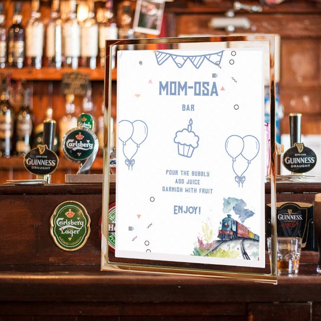 Poster Chá de fraldas de Menino Azul do Comboio Mãe-osa (Criador carregado)