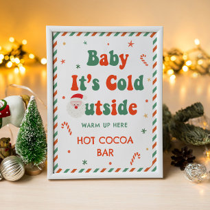 Poster Chá de fraldas de Natal Bar de cacau quente