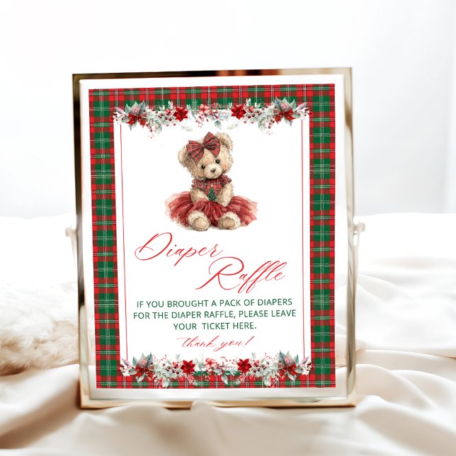 Poster Chá de fraldas de Natal do Urso de Teddy Raffle (Criador carregado)