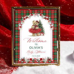 Poster Chá de fraldas de Natal do Urso Teddy