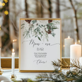 Poster Chá de fraldas de Natal Evergreen mãe-osa bar