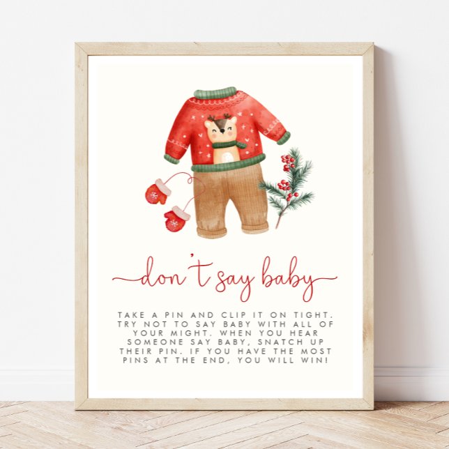 Poster Chá de fraldas de Natal Não Diga Sinal de Jogo de  (Criador carregado)