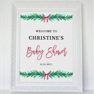 Poster Chá de fraldas de Natal - Sinal de boas-vindas Pos