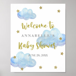 Poster Chá de fraldas de Nuvens Azuis Twinkle Star Bem-Vi