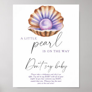 Poster Chá de fraldas de pérolas de aquarela Não diga beb