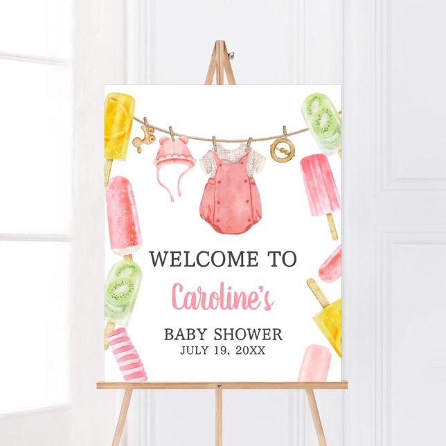 Poster Chá de fraldas de picolé (Popsicle Baby Shower Welcome Sign)