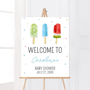 Poster Chá de fraldas de picolé azul bem vindo