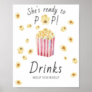 Poster Chá de fraldas de pipoca - BEBIDAS