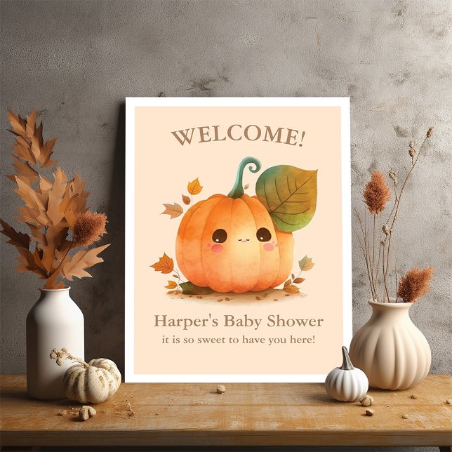 Poster Chá de fraldas de queda de abóbora doce (Get ready to "squash" the ordinary and embrace the extraordinary with our Fall Baby Shower theme! )
