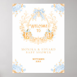 Poster Chá de fraldas de Rapazes Elegante Pumpkin Toile C