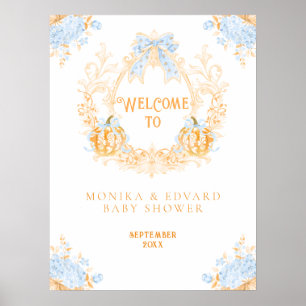 Poster Chá de fraldas de Rapazes Elegante Pumpkin Toile C