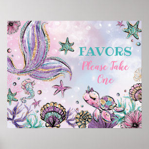 Poster Chá de fraldas De Sereia Sob Os Favores De Anivers