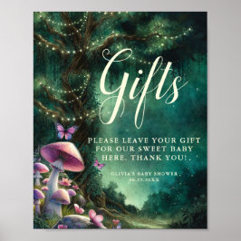 Poster Chá de fraldas de Sinais de Presentes de Cogumelos