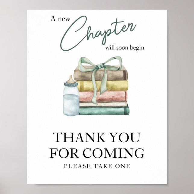 Poster Chá de fraldas de Storybook Obrigado por vir (Frente)