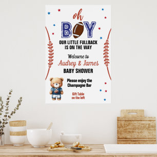 Poster Chá de fraldas de Tema de Futebol do Boy