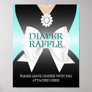 Poster Chá de fraldas de Tiffany em Aqua Moderna Raffle