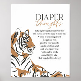 Poster chá de fraldas de tigre da selva tarde da noite fr