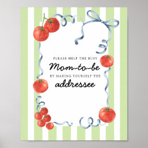 Poster Chá de fraldas de tomate ocupado Mãe
