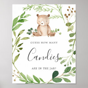 Poster Chá de fraldas De Urso Adivinha Quantas Canetas