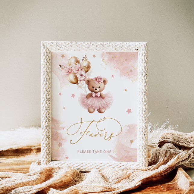 Poster Chá de fraldas de Urso de Teddy Rosa (Criador carregado)