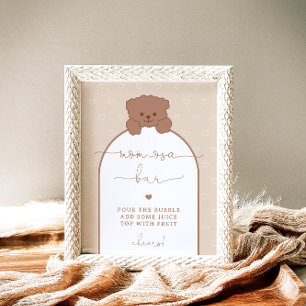 Poster Chá de fraldas de Urso Simples Mínimo de Teddy Mãe
