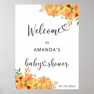 Poster Chá de fraldas de Watercolor PUMPKIN bem-vindo