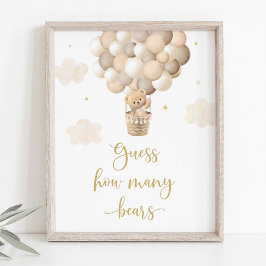 Poster Chá de fraldas do Balão do Urso Dourado Adivinha Q