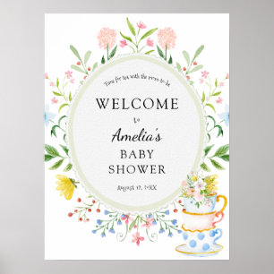Poster Chá de fraldas do Tea Party Whimsflower Welcome