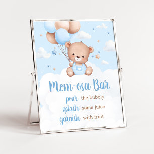 Poster Chá de fraldas do Urso Azul - Sinal de Bar da Mãe 