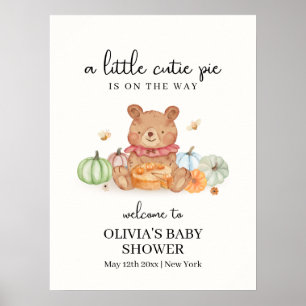 Poster Chá de fraldas do Urso de Teddy Cutie Pumpkin