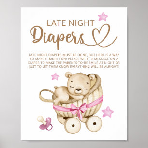 Poster Chá de fraldas do Urso de Teddy Fralda Noturno Tar