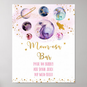 Poster Chá de fraldas Dourado de Galáxia Rosa, Bar Mãe