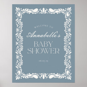 Poster Chá de fraldas Dusty Blue Talavera Fiesta Bem-vind