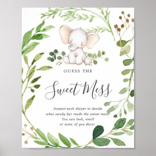 Poster Chá de fraldas Elefante Adivinha A Doce Mess