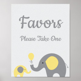 Poster Chá de fraldas Elefante Amarelo favorece um sinal