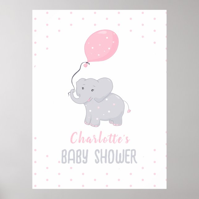 Poster Chá de fraldas Elefante Bonito (Frente)