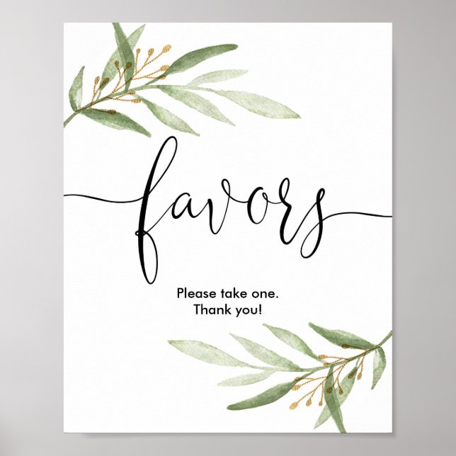 Poster Chá de fraldas favorece sinal verde-ouro elegante (Frente)