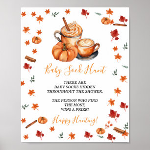 Poster Chá de fraldas Fazendo Pumpkin Spice Bebê Caça