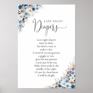 Poster Chá de fraldas Floral Blue Boho