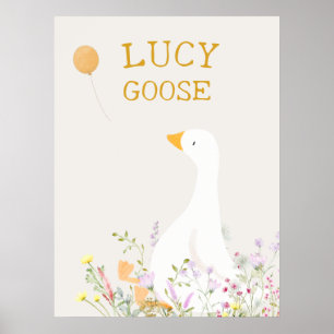 Poster Chá de fraldas Floral do Boho Goose Duck