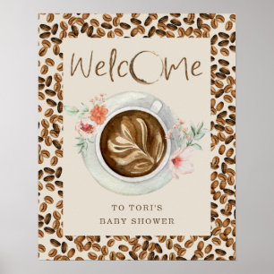 Poster Chá de fraldas Floral do Café Beans