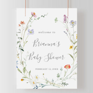 Poster Chá de fraldas Floral Multicolor Selvagem Bem-vind