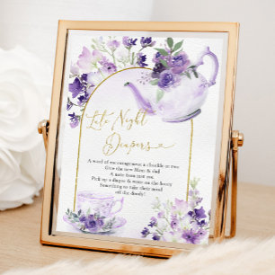 Poster Chá de fraldas Floral Roxo Chá Fralda Noturna Tard