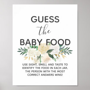 Poster Chá de fraldas Flores Adivinham Comida Jogo Jogo B