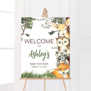 Poster Chá de fraldas Florestal de Animais da Floresta Be