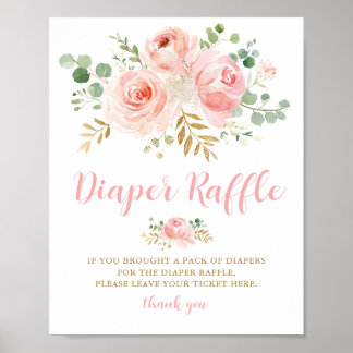 Poster Chá de fraldas Fralda Sinal de Raffle, Cor-de-rosa