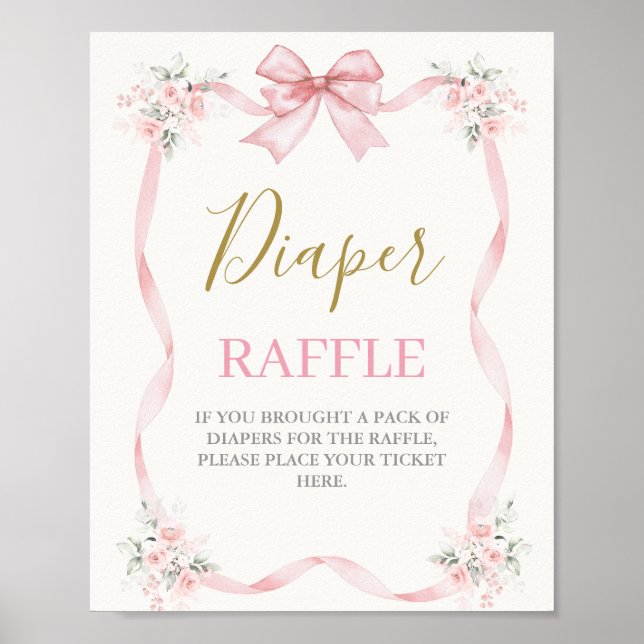 Poster Chá de fraldas Girl com arco (Frente)