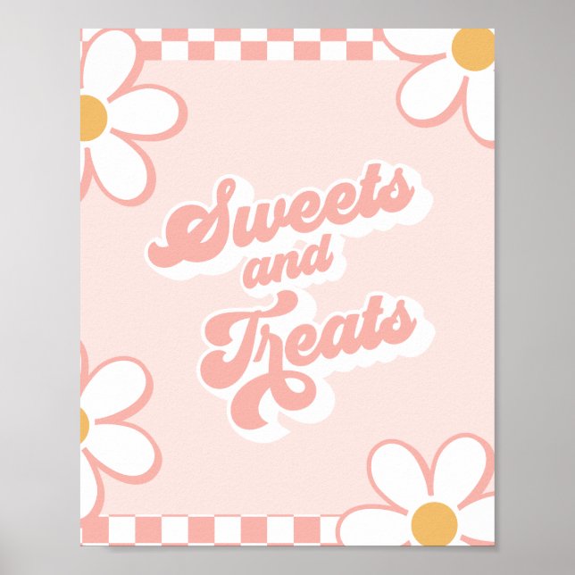 Poster Chá de fraldas Groovy Sweets and Treats Sign (Frente)