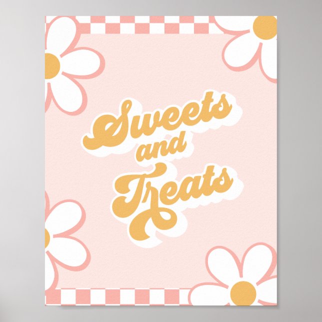 Poster Chá de fraldas Groovy Sweets and Treats Sign (Frente)