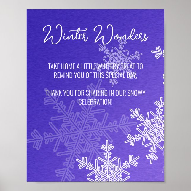 Poster Chá de fraldas Indigo Snowflakes Sinal de Favor (Frente)